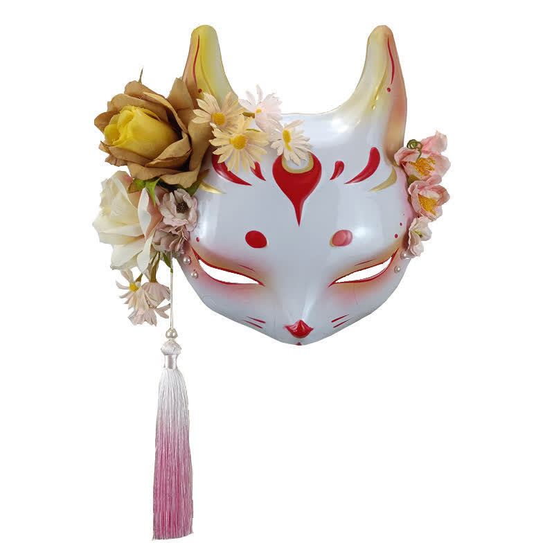 Exquisite Fox Print 3D Flower Vintage Mask modakawa