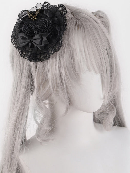 Swords Black Rosettes Lace Hairclip mySite