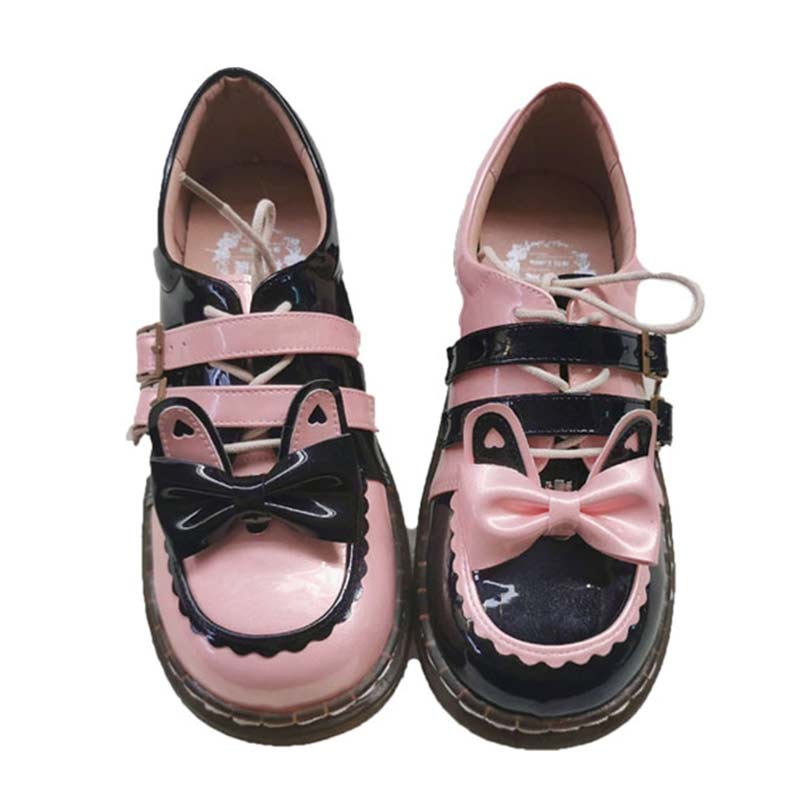 Sweat Lolita Bunny Bow-Knot Lace Up Shoes Modakawa