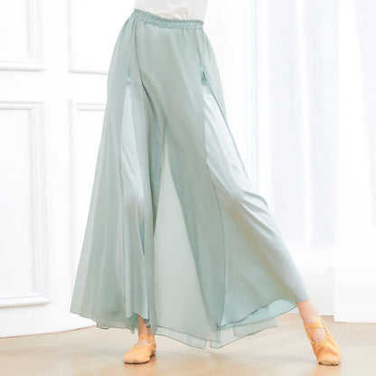 Flowy Chiffon Split Wide Leg Pants modakawa