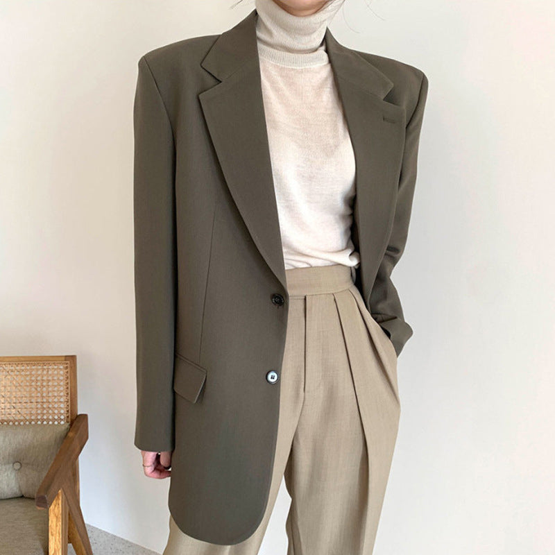 Chic Cardigan Pure Color Lapel Blazer Modakawa