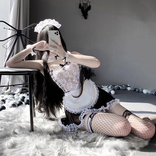 Kawaii Black Sexy Maid Lingerie Dress Modakawa