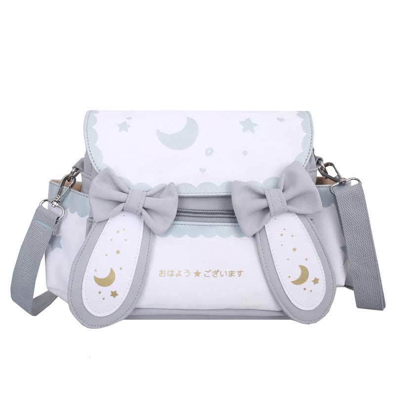 Moon Star Print Bunny Ears Bow Decor Crossbody Bag modakawa