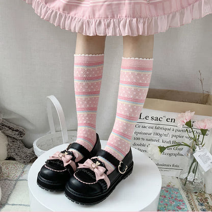 Vintage Bow Knot Button Bear Platform Lolita Shoes modakawa