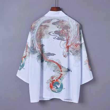 Charming Sakura Fox Print Kimono Outerwear Modakawa