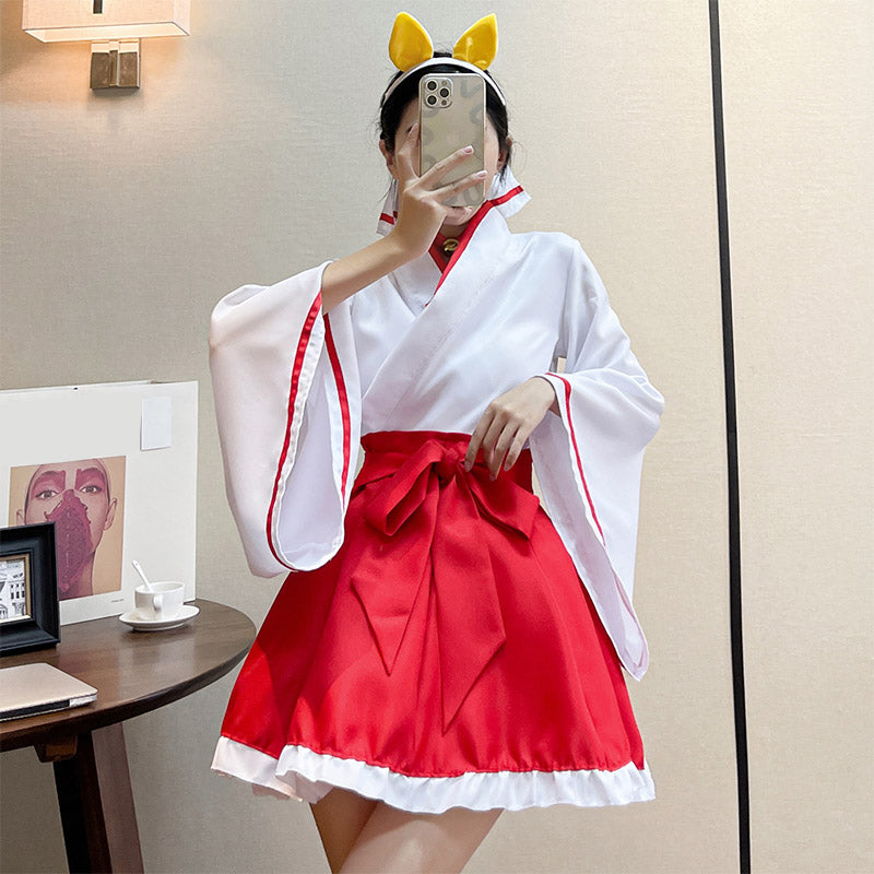 Cute Cosplay Big Bow Kimono Two Pieces Set modakawa