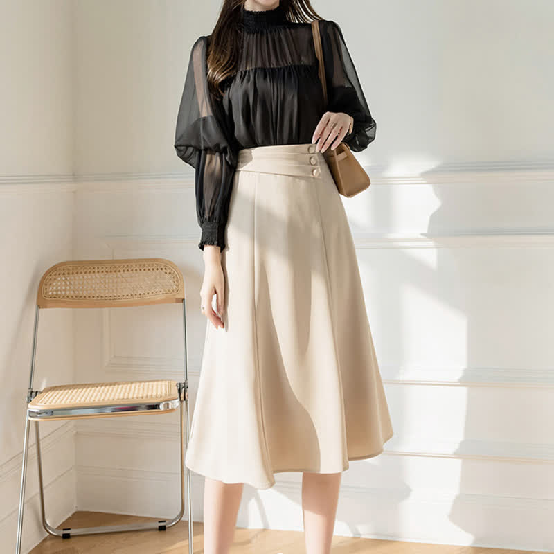 Elegant Button Front Skirt modakawa