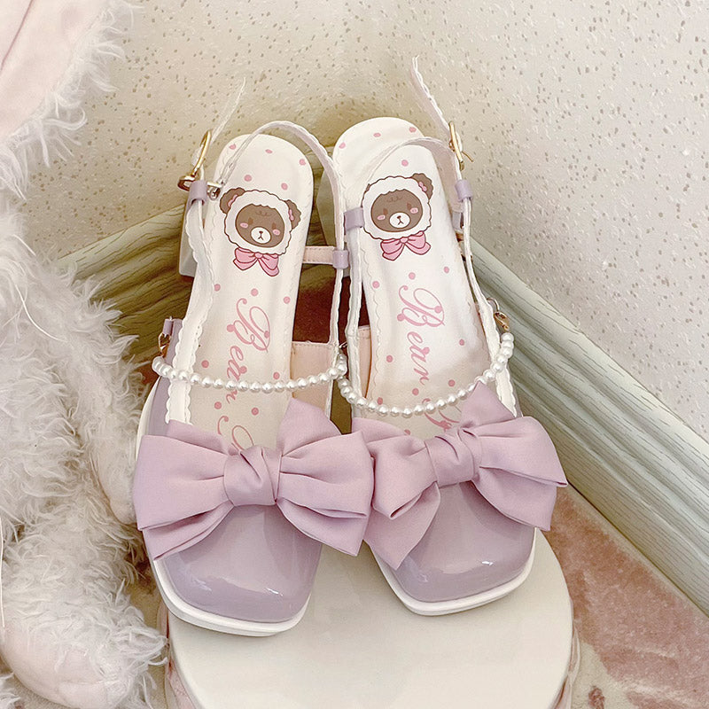 Elegant Bow Knot Lolita High-heeled Sandals Modakawa