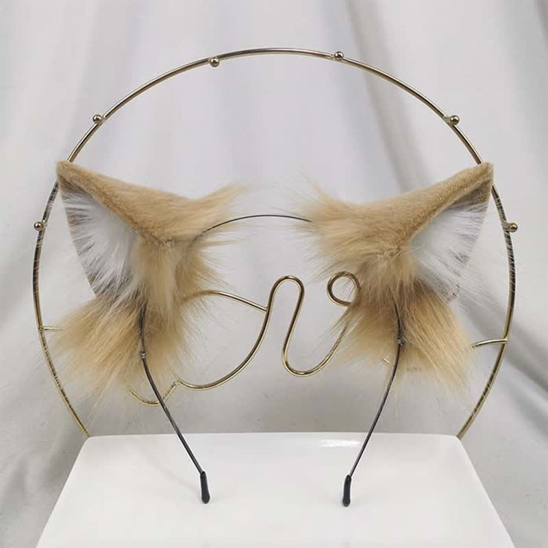 Furry Kitty Ears Tail Headband Accessory Modakawa