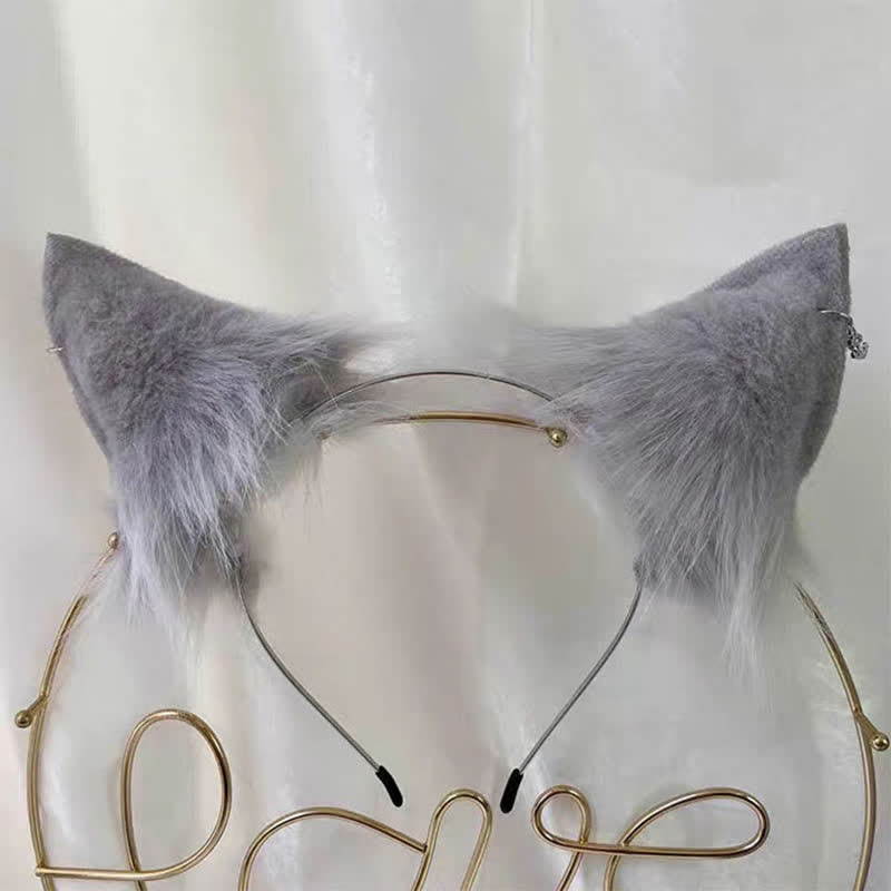 Furry Wolf Ears Tail Headband Accessory Modakawa