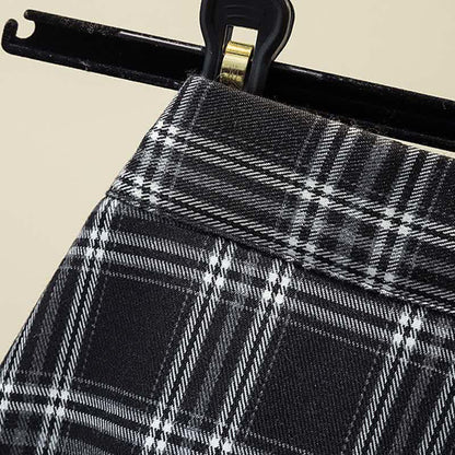 Plaid Shirt Button Front Tulle Skirt modakawa