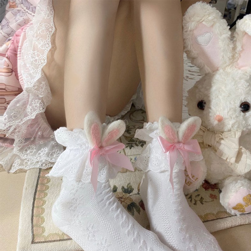 Sweet Bunny Ears Bow Ankle Socks Modakawa