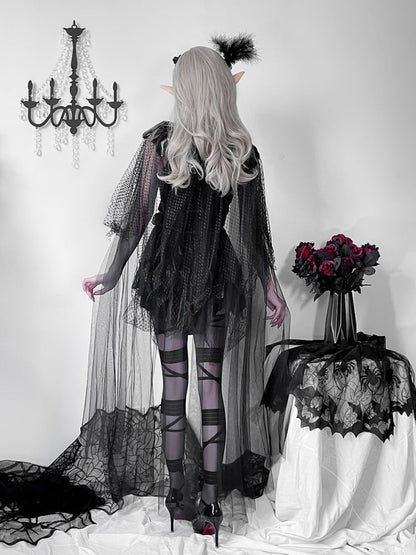 Halloween Black Dark Goth Dress Lace Costume mySite