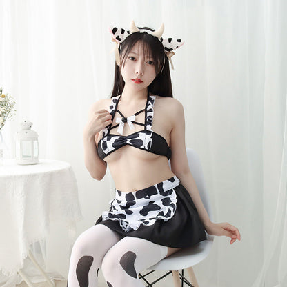 Sexy Maid Cow Print Lingerie Suit Modakawa