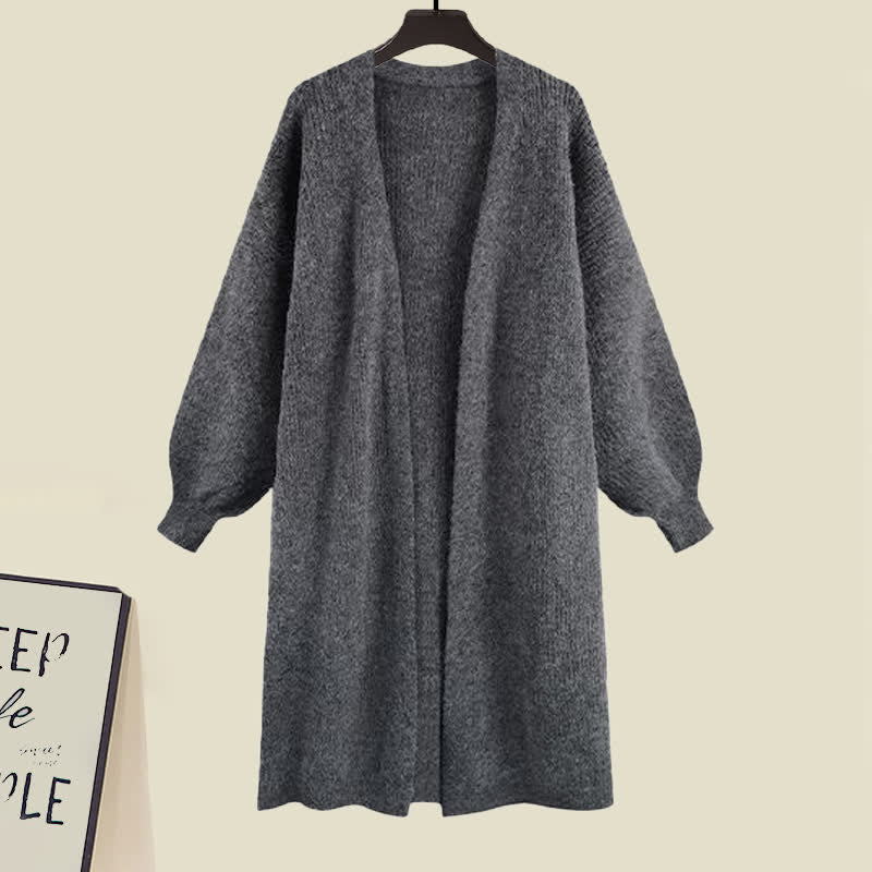 Chic Knit Cardigan Outerwear Slip Dress Set modakawa