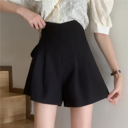 Chic Pure Color Wide Leg Shorts modakawa