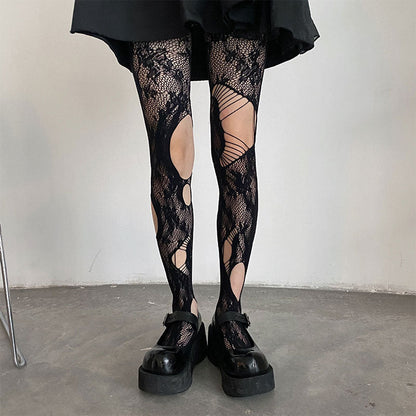 Hollow Out Rose Pattern Mesh Stockings modakawa