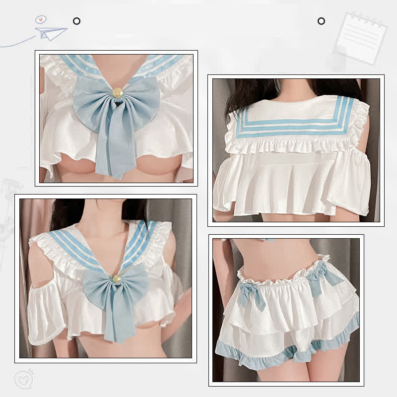 Sailor Collar Bowknot JK Uniform Lingerie Set modakawa