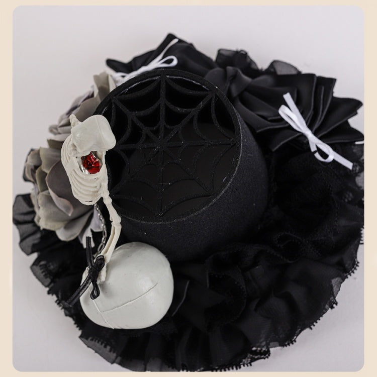 Black Floral Halloween Skeleton Mini Hat mySite