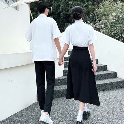 Couple Vintage Leaves Print T-Shirt Skirt Pants modakawa