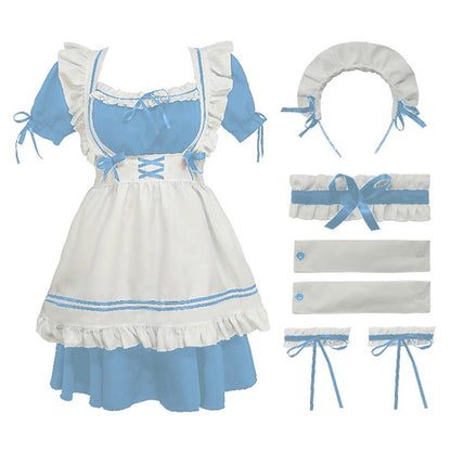 Lolita Seven Piece Ruffled Maid Dress modakawa