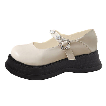 Elegant Pure Color Round Toe Mary Janes Shoes Modakawa