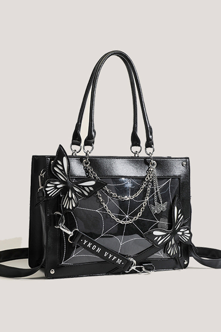 Black Spider Web Butterfly Tote Bag SpreePicky