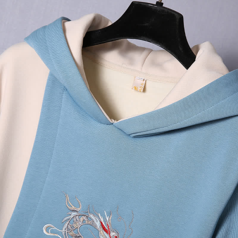 Drogon Embroidery Lace Up Plush Hooded Sweatshirt Dress modakawa