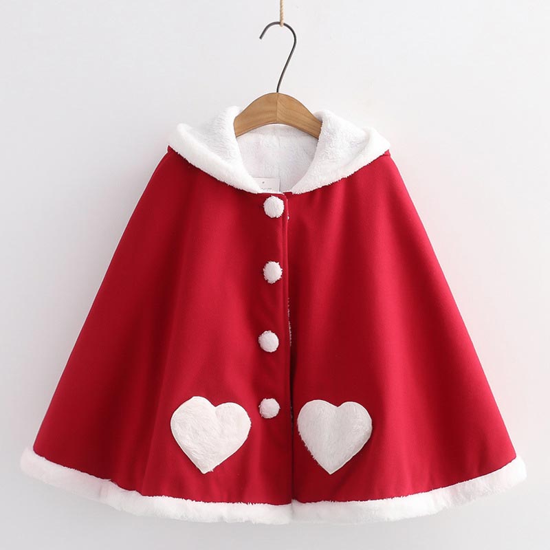 Cute Wings Ears Love Heart Hooded Short Cloak Coat Modakawa