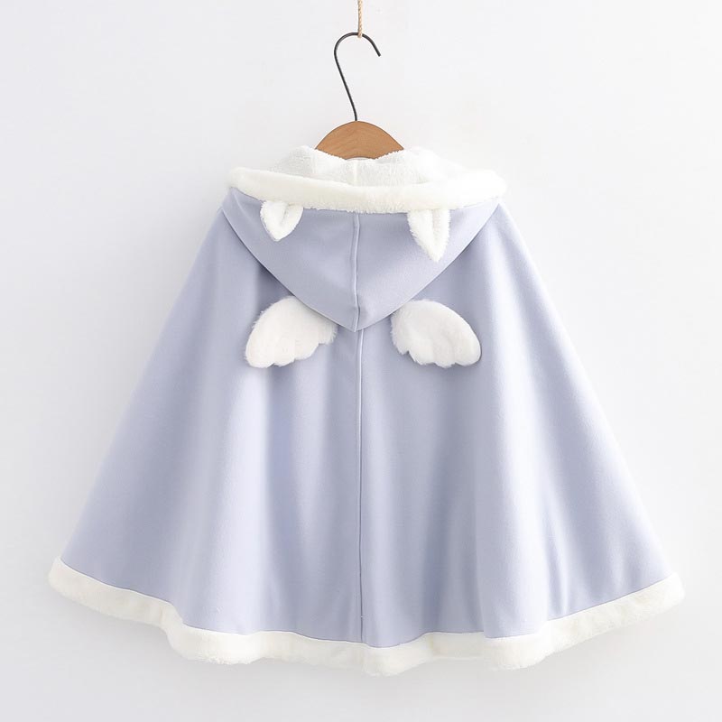 Cute Wings Ears Love Heart Hooded Short Cloak Coat Modakawa