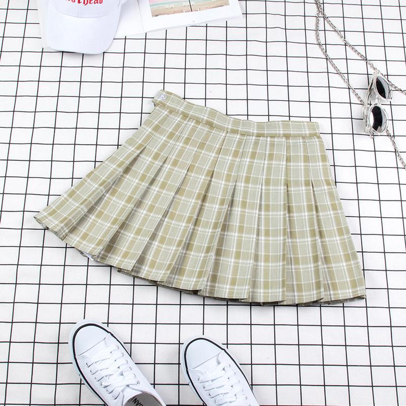 Plaid Uniform A-line High Waist Pleated Skirt Modakawa