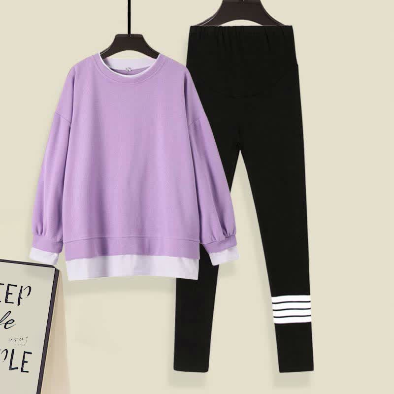 Casual Round Collar Sweatshirt Casual Leggings Set Modakawa