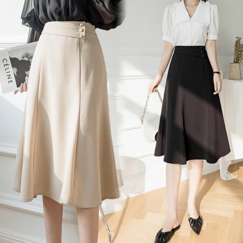 Elegant Button Front Skirt modakawa