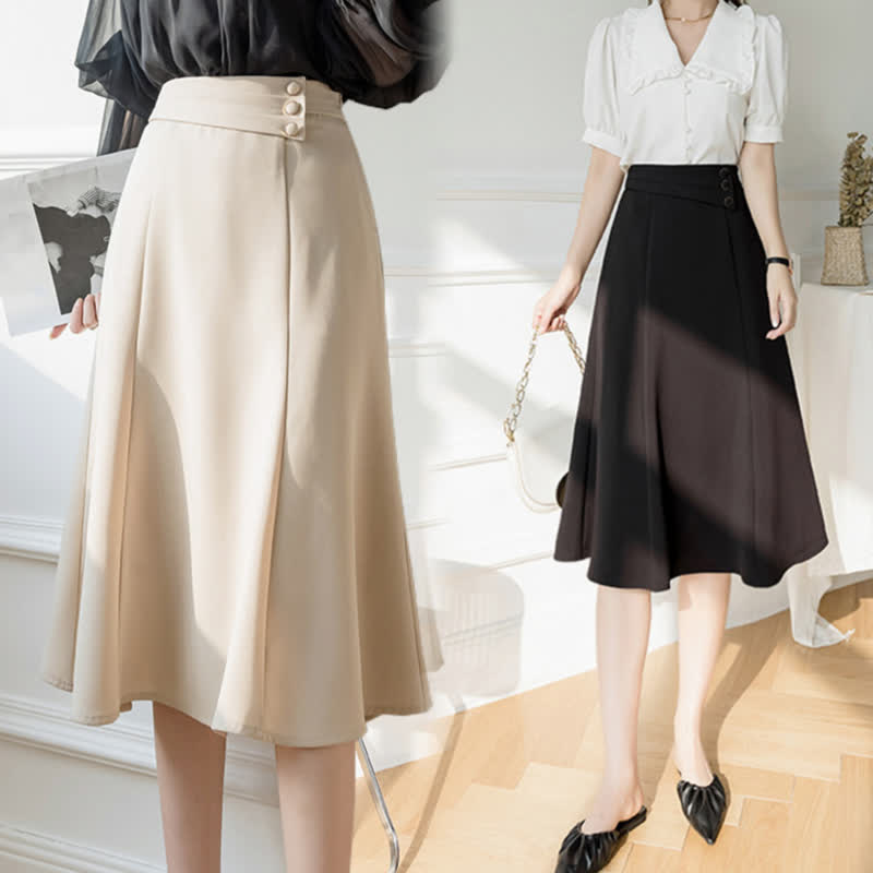 Elegant Button Front Skirt modakawa