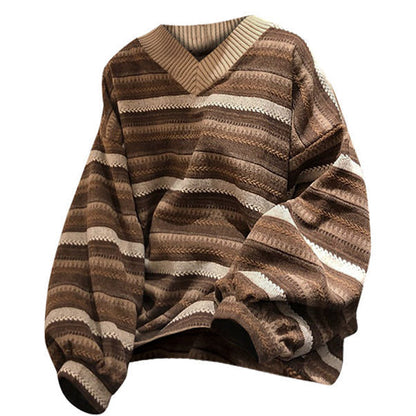 Vintage Striped V-Neck Sweater Boogzel Clothing