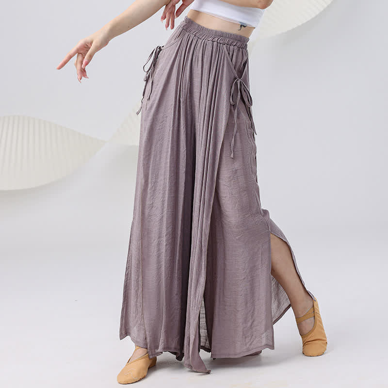 Vintage Flowy Split Wide Leg Casual Pants modakawa