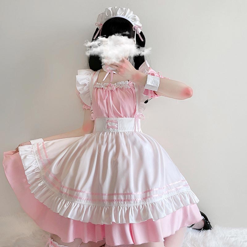 Lolita Seven Piece Ruffled Maid Dress modakawa