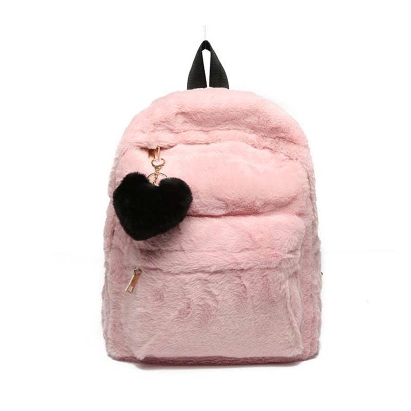 Velvet Love Heart Pattern Zipper Backpack modakawa