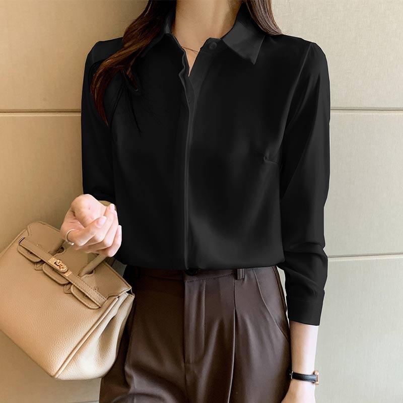 Elegant Satin Shirt Workwear Modakawa