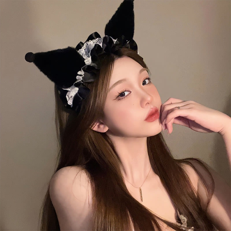 Kawaii Bunny Velvet Lace Lolita Headband modakawa