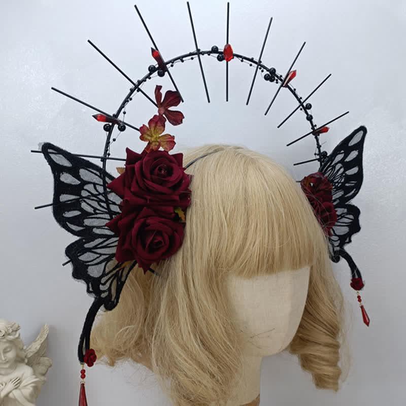 Punk Virgin Halo Rose Moth Butterfly Hair Accessory modakawa