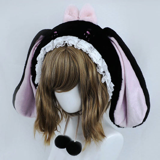 Cartoon Bunny Bear Ears Lace Lolita Plush Hat modakawa