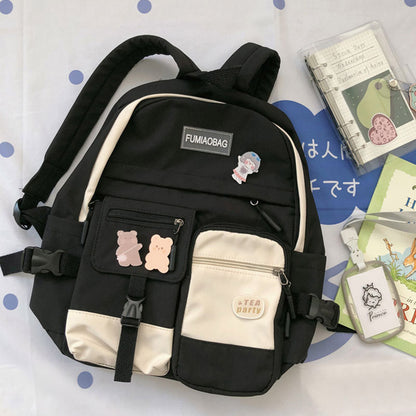 Stylish Color Block College Style Backpack Modakawa