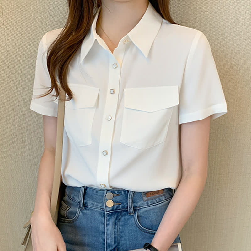 White Double Pockets Shirt modakawa