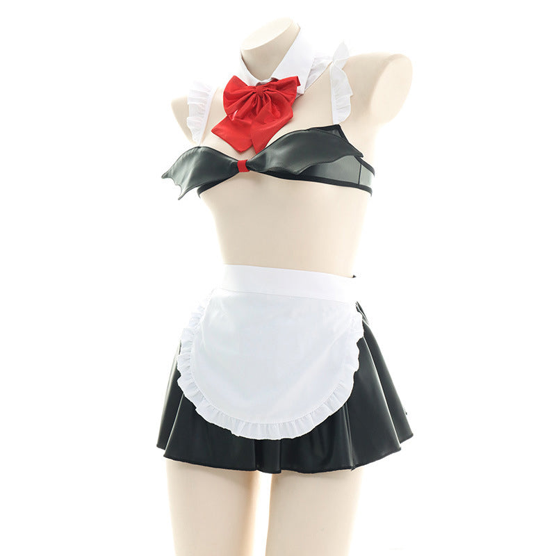 Red Bow Knot Devil Wings Maid Lingerie Set modakawa