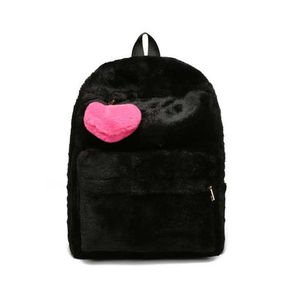 Velvet Love Heart Pattern Zipper Backpack modakawa