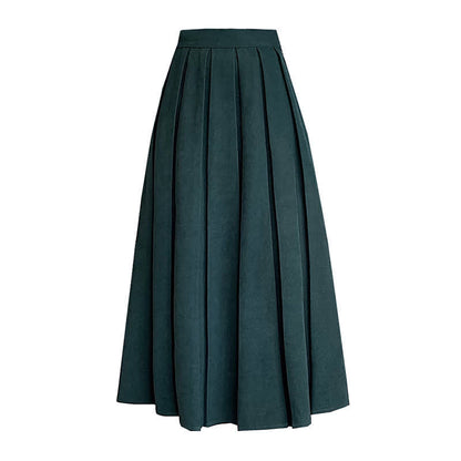 Green Plaid Vest Chiffon Shirt Pleated Skirt Set Modakawa