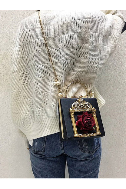 Vintage Rose Pearl Chain Shoulder Bag SpreePicky