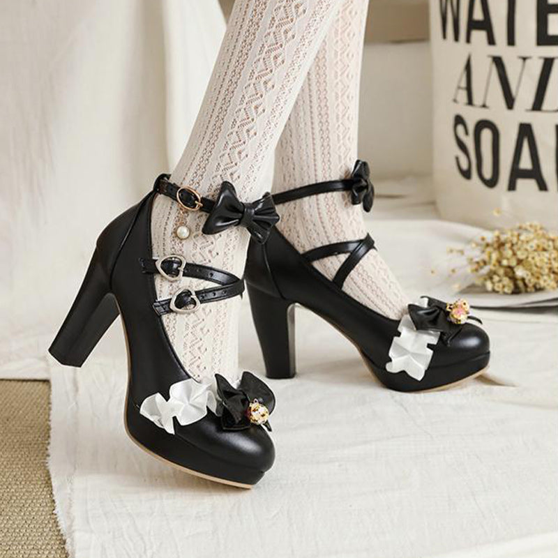 Sweet Lace Bow Lolita Mary Janes Shoes Modakawa