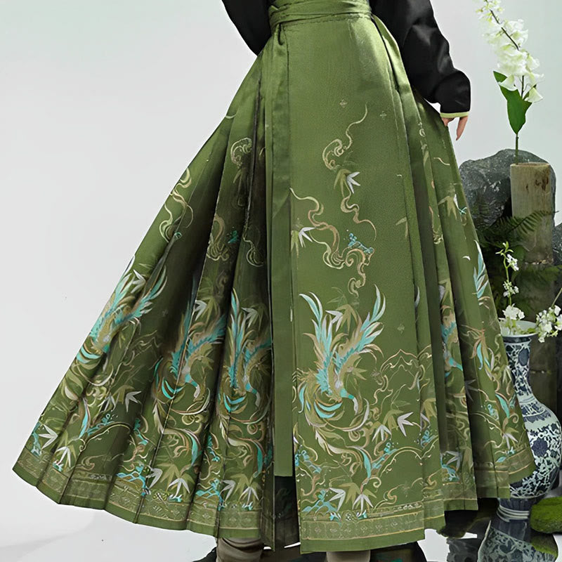 Elegant Shirt High Waist Print Pleated Skirt modakawa